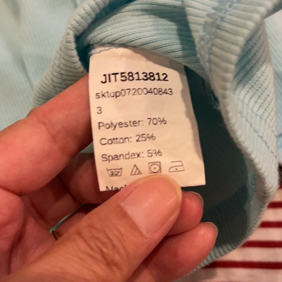 SHEIN Light Blue Ribbed Crop Top Button Front-12 - Picture 8 of 9